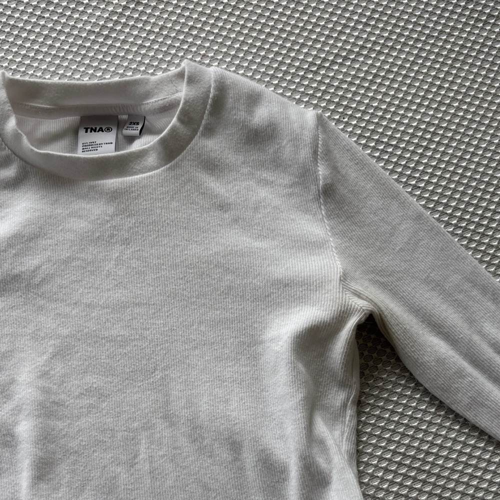 TNA White Ribbed Long Sleeve Shirt